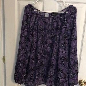 Sheer purple and black Blouse with slits